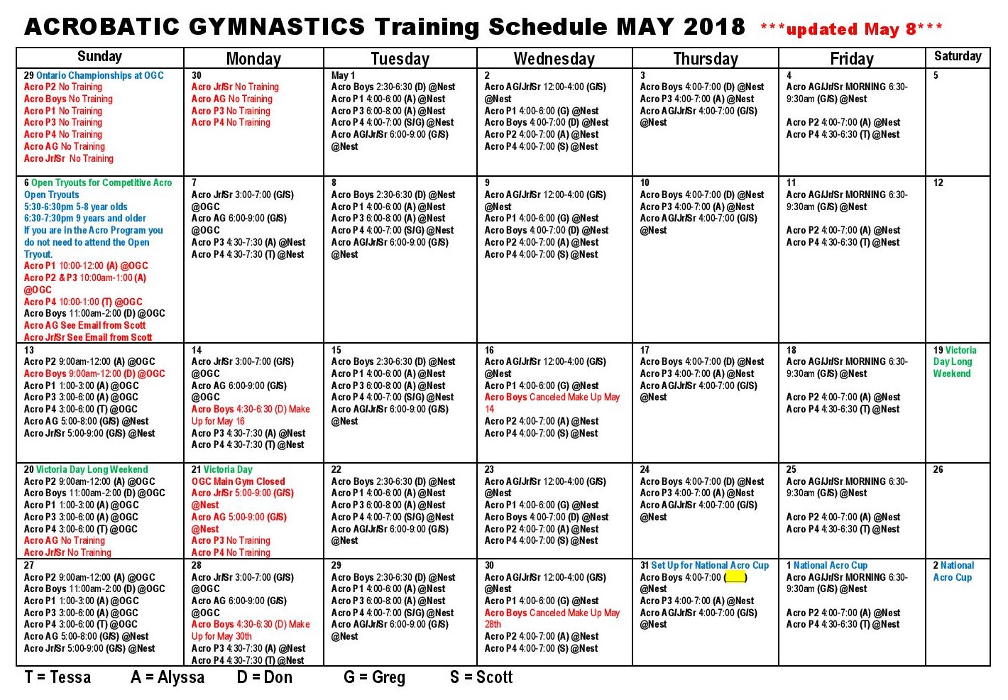 2018 5 acrogym trainsched